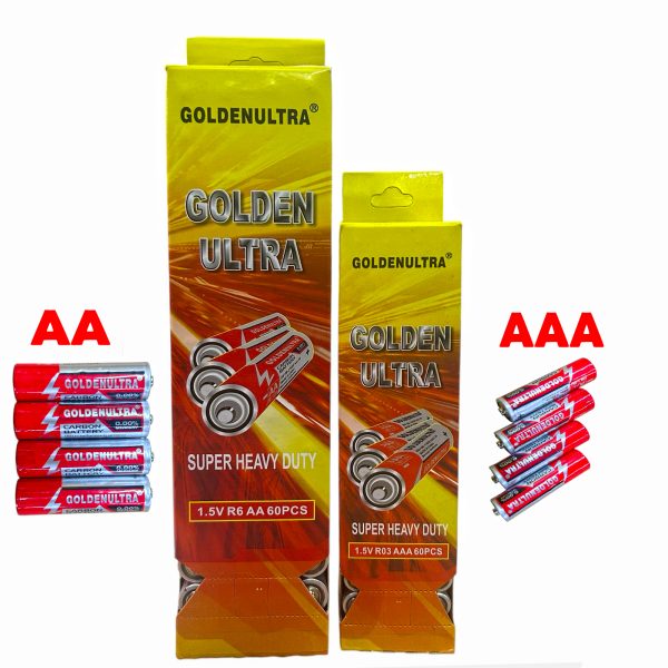 Pilha Comum Baterias GoldenUltra – Durabilidade Excepcional em Tamanhos AAA (CX/2160PCS)