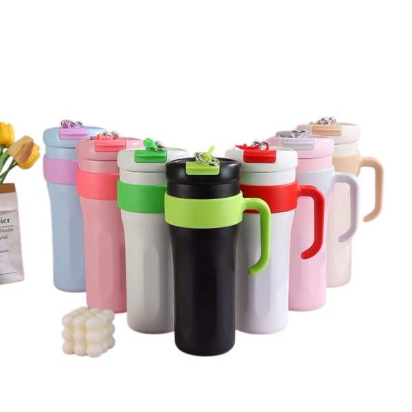 Copo Térmico Com Canudo De Aço Inox 1200ml Alça
