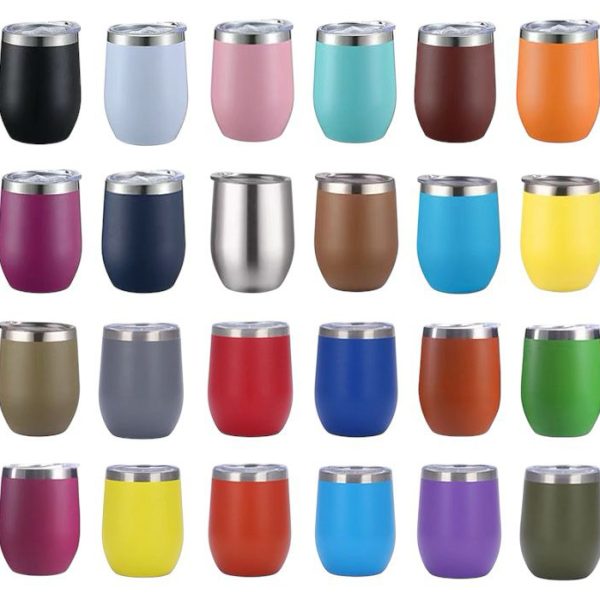 Copo Ovo Cuia Térmica 350ml Em Inox Com Tampa Acrílica
