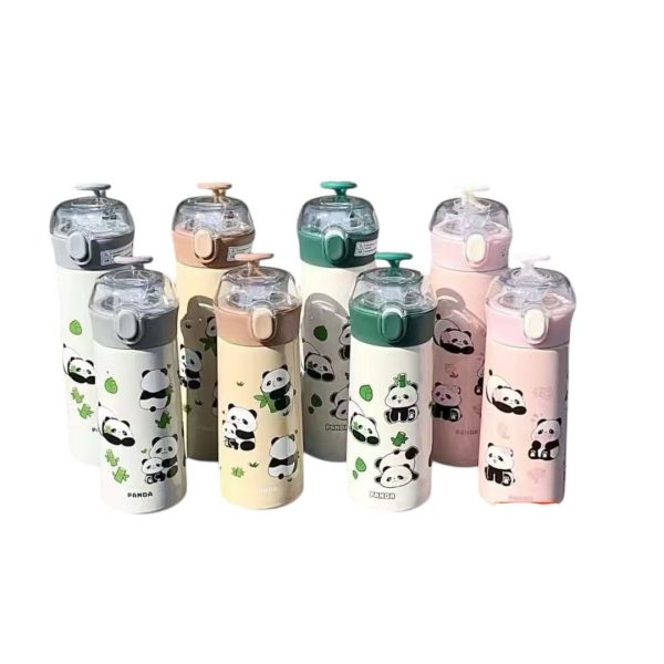 Garrafa Térmica Infantil Com Canudo Aço Inox 500ml Ursinhos Estilosos